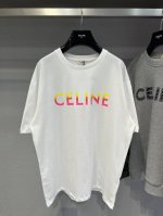 款号Y214 Celine思琳 正印彩色Logo 独家定织定染纯棉料 柔软舒适 前副ＣＥＬＩＮＥ彩色字母Logo印花 春夏最新砖柜同步 Os落肩宽松版型 男女同