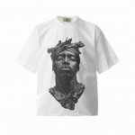 Vt961 致敬图派克Tupac说唱歌手2pac雕像人像Big Face数码直喷印花复古水洗做旧短袖T恤 小领口设计 白墨数码直喷印花 高街复古重磅做旧水洗Vi