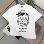 上新80 款号：Bm129 2025新款Stussy斯图西向日葵小花图案字母Logo印花休闲情侣宽松短袖T恤，经典永远不会过时、人手必备款，250G纯棉精梳棉不
