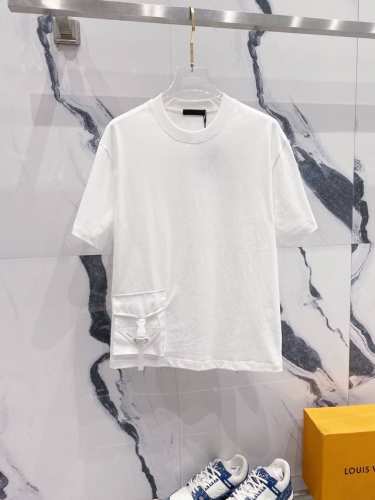 prada 普拉达 320克圆领短袖T恤 尼龙工装口袋三角标铁牌Logo标识 官方同步 1:1原版开模 时尚个性 百搭潮流 纯原品质 原版洗水面料 吊牌 领标