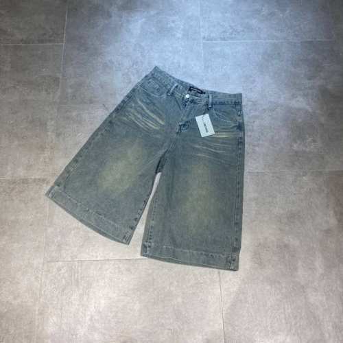 balenciaga巴黎世家 重磅水洗做旧复古高街直筒垂感牛仔七分裤短裤情侣款 color: 蓝色 Size: M-Xl m 腰围76 臀围114 裤长69 C