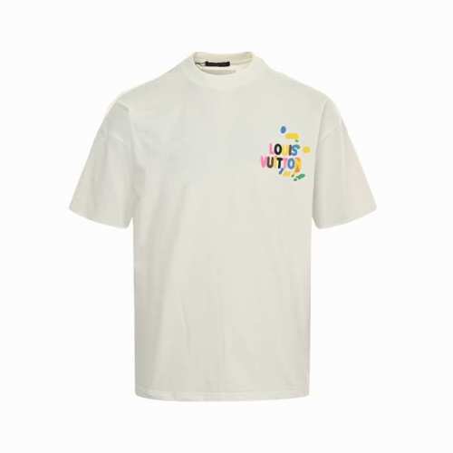：160 Louis Vuitton 路易威登 24Ss 彩虹Logo立体发泡印花短袖 面料采用高克重280G重精梳棉，定制1:1螺纹，面料舒适亲肤无异感， 制
