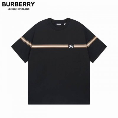 细节图 顶级版本.官网品质 #Burberry巴宝莉条纹印花对位经典战马刺绣短袖T恤#官方原版一比一复刻 面料采用Bur定制平织棉 舒适透气不变形 进口纳米印花