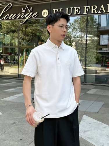 Jf58055克罗家polo系列 季度：2025春夏 颜色：黑色 白色 尺码: M-4Xl 版型：微阔版型 克重：220克重 珠地莫代尔polo 成份：100%