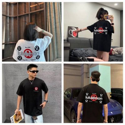 lululemon 露露乐蒙专柜同款早春系列 Lulu前后Logo印花圆领短袖T恤男女同款 定织定染纯棉240克重洗水面料，做工精细。男女同款宽松落肩版型，时尚