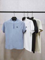 可隆男士经典半拉链短袖polo衫 尺码：M～4Xl 颜色：黑色.白色.豆绿. 雾蓝 新概念面料 绝绝子！ 如牛奶般的丝滑 透气 排湿 吸汗 通通具备 面料88%