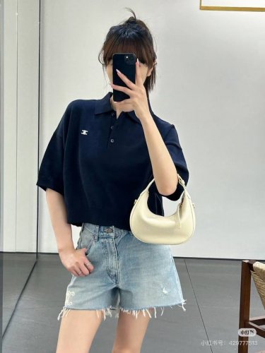 25Ss新品 经典款凯旋门刺绣蓝色牛仔短裤 sml