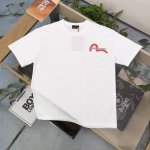 上新 款号：F664 2025新款Evisu福神后背对称不倒翁图案Logo字母印花休闲情侣短袖T恤，经典永远不会过时、人手必备款，230G纯棉精梳棉不起球不起毛