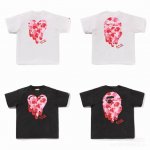 001060款A Bathing Ape Emotionally Unavailable 联名款 Ss25 迷彩猿人头心形字母印花袖口徽标短袖T恤 男女同款 码