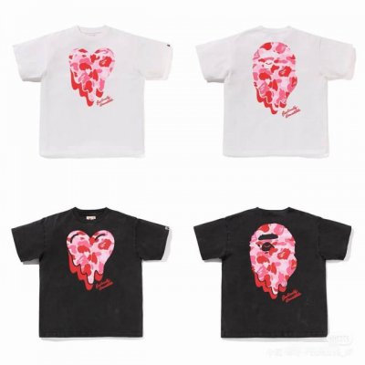 001060款A Bathing Ape Emotionally Unavailable 联名款 Ss25 迷彩猿人头心形字母印花袖口徽标短袖T恤 男女同款 码