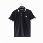 实拍细节图+尺码表 Prada 普拉达 经典三角标Polo衫短袖 客供精仿棉打造珠地材质面料,夏季新款T恤翻领短袖Polo衫， 专柜定制面料 透气舒适度高，细节