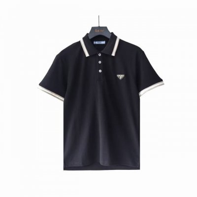实拍细节图+尺码表 Prada 普拉达 经典三角标Polo衫短袖 客供精仿棉打造珠地材质面料,夏季新款T恤翻领短袖Polo衫， 专柜定制面料 透气舒适度高，细节