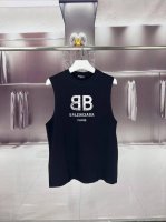 balg*巴黎世家 2025夏季阴霾双B字母小标Logo印花坎肩汗背心 运动健身 简约风 走秀款 圆领无袖T恤衫 宽松版型 男女同款 上身效果很赞 透气 颜色