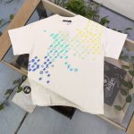 上新 款号：Zscx2315A 高版本 2025新款Louis Vuitton路易威登Lv星空发泡图案Logo印花休闲情侣宽松短袖T恤，独一无二的活性环保面料染