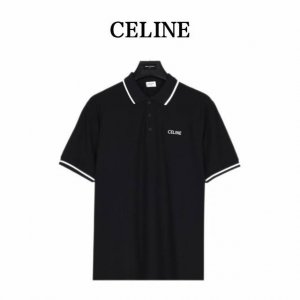 celine 赛琳 胸口Logo刺绣短袖polo衫 前幅绣花图案 进口百灵达绣花机万针刺绣 小字母绣花体现进口绣花机功底 还原原版品质 整体设计透露出低调奢华的