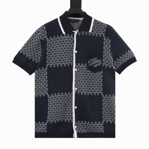 220 louis Vuitton/路易威登 25Ss 棋盘格针织开衫短袖 本款棉质针织短袖衬衫呈现大号 Damier 提花织纹，在闲适之中释放典雅格调。Mar