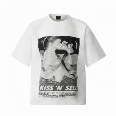 Vt9198 “Kiss'n'sell”女王吻别Big Face人像印花复古短袖T恤 小领口设计 白墨数码直喷印花 高街复古重磅Vintage短袖 尺码：S M