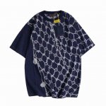 LV 新款 满花花针织短袖 客供意大利棉 透气凉爽 实物非常轻薄 夏天穿完全不会热的 非常透气且吸汗 整个系列都是海边的蓝色调调为主 真的很适合夏季 让人看上去