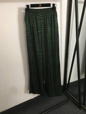 款号20253258 Balenciag*新款 鳄鱼纹印花 松紧腰休闲阔腿长裤 绿色 Sml S码 腰围64弹力 长111