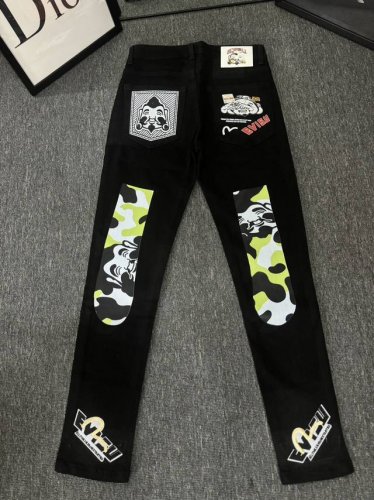 Evisu脏脏做旧牛仔长裤Evisu 福神牛仔裤 情侣款特供中山原厂原浆牛仔，面料环保，做旧拼接元素，和带有欧美风格的腰果花组合，与M的完美结合、个性十足做工精