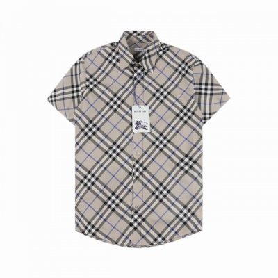 burberry 巴宝莉 经典斜格纹短袖衬衫 意大利精纺面料 能够确保纱线的均匀度和细腻度使得面料的手感更加柔软舒适 这些后整理工艺不仅提高了面料的耐用性和抗皱