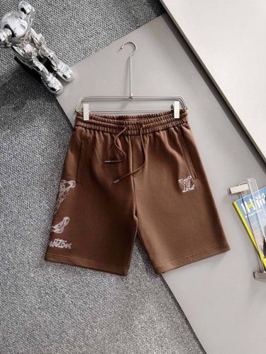 Lv 驴家 2025新款 轻奢主义 密集虚线刺绣Logo 男女日常通勤 穿搭必备 休闲短裤 定制毛圈面料 进口机刺绣工艺 腰标吊牌洗水唛三标齐全 颜色：棕色 码