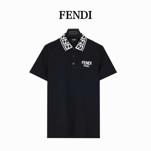 Fendi 芬迪 双F领口胸前刺绣字母短袖polo衫 采用100%棉双面珠地面料，拆解纱线分析，订织蜂窝四角网眼胚布，衣领为双系统提花定织扁机制成，有弹性，不变