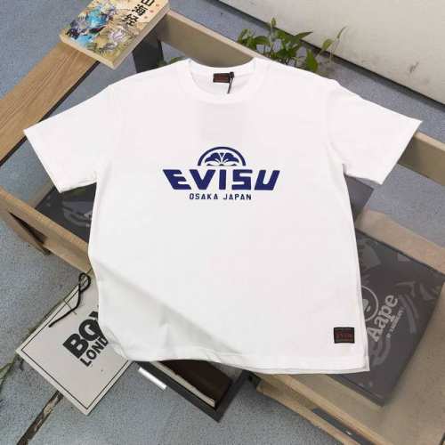 上新 款号：F686 2025新款Evisu福神家花字母图案Logo印花休闲情侣短袖T恤，经典永远不会过时、人手必备款，230G纯棉精梳棉不起球不起毛，上手质感