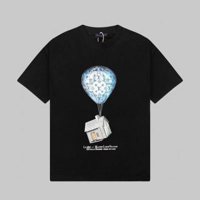 上新款号：B175 Lv系列 Louis Vuitton 路易威登 热气球屋子图案压花短袖T恤 定制270克同缸染面料 手感非常舒服 春夏最新砖柜同步 Os落肩