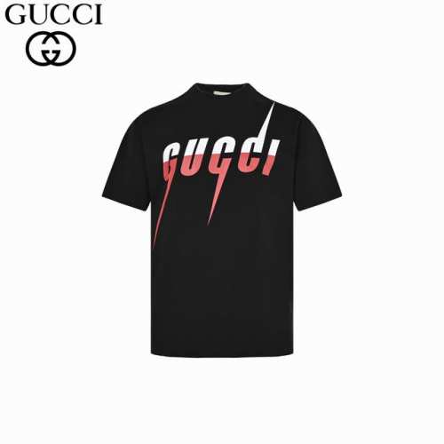 Gucci 古驰 24Fw 经典闪电短袖 采用32支双纱100%纯棉260G面料；搭配32支1X1棉盖丝罗纹。黑&杏&用进口染料定染，多次调配比例最大限度还原原