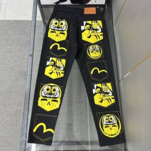 oc-557 evisu摩凌福神牛仔长裤Evisu 福神牛仔裤 情侣款特供中山原厂原浆牛仔 面料环保 做旧拼接元素 和带有欧美风格的腰果花组合 与M的完美结合