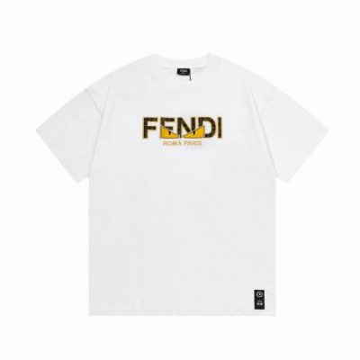 隔天到 Fendi 芬迪 双Ff 老花拼布恶魔眼睛刺绣&& Logo标识精致升级 原版面料 官方同款 短袖T恤 定制260克同缸染面料 手感非常舒服 春夏最新版