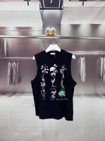dior*迪奥 2025夏季玫瑰花绿植Cd字母Logo图案印花 坎肩汗背心 运动健身 简约风 走秀款 圆领无袖T恤衫 宽松版型 男女同款 上身效果很赞 透气 颜