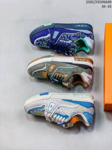 全新 Sneaker Lo 公司级路易威登板鞋 新款 Lv Tyler X Louis Vuitton Trainer 3.0 圆头系带 低帮 板鞋 男款 灰蓝