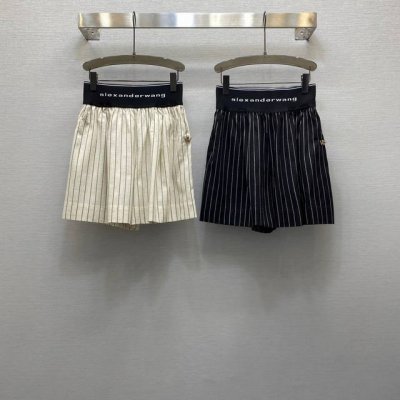 aw*25Ss 气质高腰金属扣点缀竖条纹短裤 ，高级面料，颜色:图片2色，面料：亚麻棉面料 Smlxl