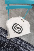 款M124 特价 特价不售后 Gucci 古驰新款双G图标渐变晕染数码直喷短袖 面料：规格采用实打实2 G纯棉双纱，定织定染！ 印花细节如图可见，厚度质感完全还