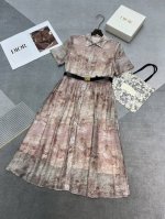 高品质Dio*25年夏季新款丛林印花图案连衣裙 刺绣Cd工艺 高级感十足 Sml