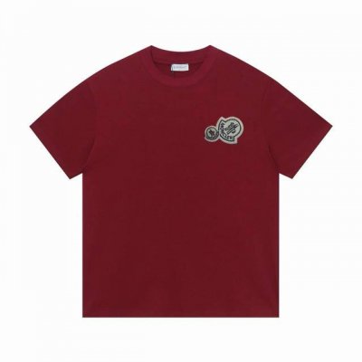 上新款号： M1052 Moncler 蒙口 2025官网同款双徽标Logo刺绣 印花双纱纯棉短袖 - 260G双纱纯棉顶级面料 手感柔软 百分百纯棉独家出货