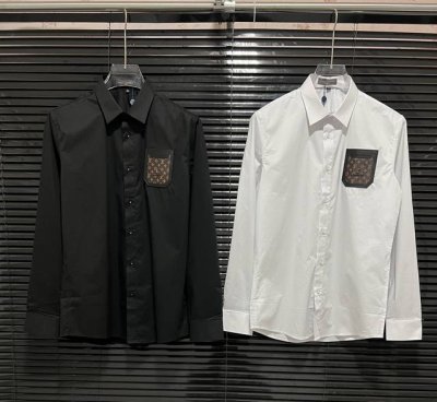 LV驴牌 25春夏新款 胸口压花皮牌五金Logo拼接 高品质长袖衬衫 码数：M-3Xl
