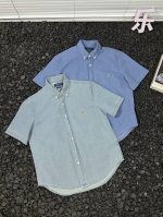 拉夫劳伦Ralph Lauren纯色时尚百搭经典款水洗牛仔短袖休闲衬衫polo衫 男女同款 - 谁的衣柜还缺一件拉夫劳伦的牛仔衬衫 它家经典款水洗牛仔短袖衬衫