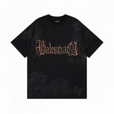 Balenciaga 巴黎世家2025 Ss 最新梵文字母Logo手绘磨烂做旧短袖T恤 本市场No.1的质量 真正天花板品质 全部原版开发色系为黑蓝色 红色 注
