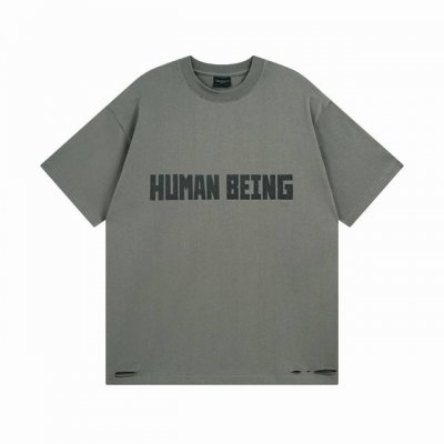 Balenciaga 巴黎世家2025 Ss 正面以Human Being艺术鬼裂印花做旧磨烂短袖T恤. 本市场No.1的质量 真正天花板品质 全部原版开发注意
