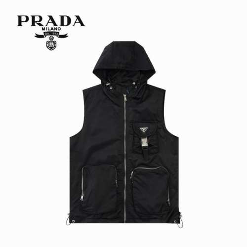 纯原 款号： 上新 prada丨普拉达 24Ss 再生尼龙纯色大口袋拉链连帽无袖马甲 原版订制高密度尼龙面料 上身质感满满 全套定制五金 细节完美到极致 情侣款