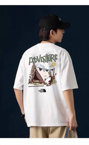 260G重磅纯棉 The North Face 北面 Tnf 企鹅 露营 休闲宽松 户外街头短袖T恤 男女同款 情侣款 面料工艺： 1.260G重磅纯棉，100