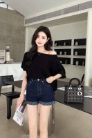 牛仔裤拿货 d家25春夏新款字母提花卷边牛仔短裤 颜色:1色 码数:Smlxl