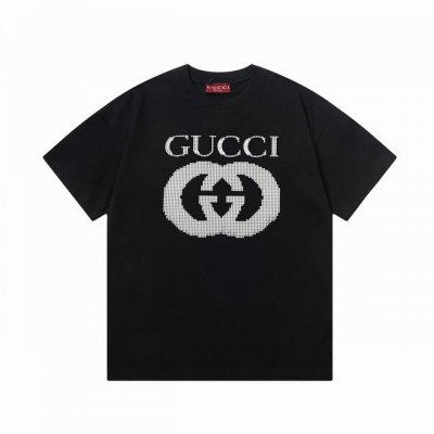 隔天到 Gucci 古驰 圆点双G字母红标印花 Logo标识精致升级 原版面料 官方同款 短袖T恤 定制 同缸染面料 手感非常舒服 春夏最新版本 颜色: 黑色