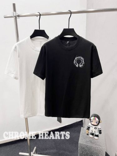 款F81 克罗心 高品质 Chrome Hearts 克罗心 2025春夏最新基础短袖T恤 重工刺绣 潮流感十足定染纯棉面料280克 Os版型 颜色:黑 白 码