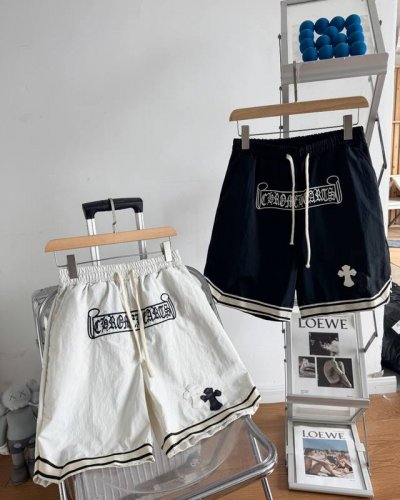 chrome Hearts 24Ss 克罗心裆前梵文字母刺绣Logo织带短裤 精选高精度酷丝绵精梳面料 清爽丝滑透气 告别厚重感 清清爽爽 全身Oversize