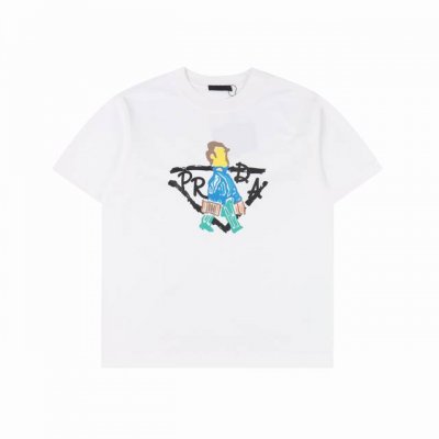prada 普拉达25Ss提包小人短袖T恤 采用顶级280克定制双纱纯棉面料质感非常柔软舒服 搭配320克1X1螺纹 面料螺纹同缸定染无色差不易变形 定制 领标