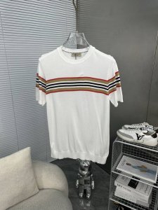 burberry巴宝莉 经典款针织衫圆领条纹设计 灵感源自八十年代复古 原版面料 官方同款 圆领针织衫T恤 定制 网纱毛衣针织面料 手感非常舒服 春夏最新砖柜同